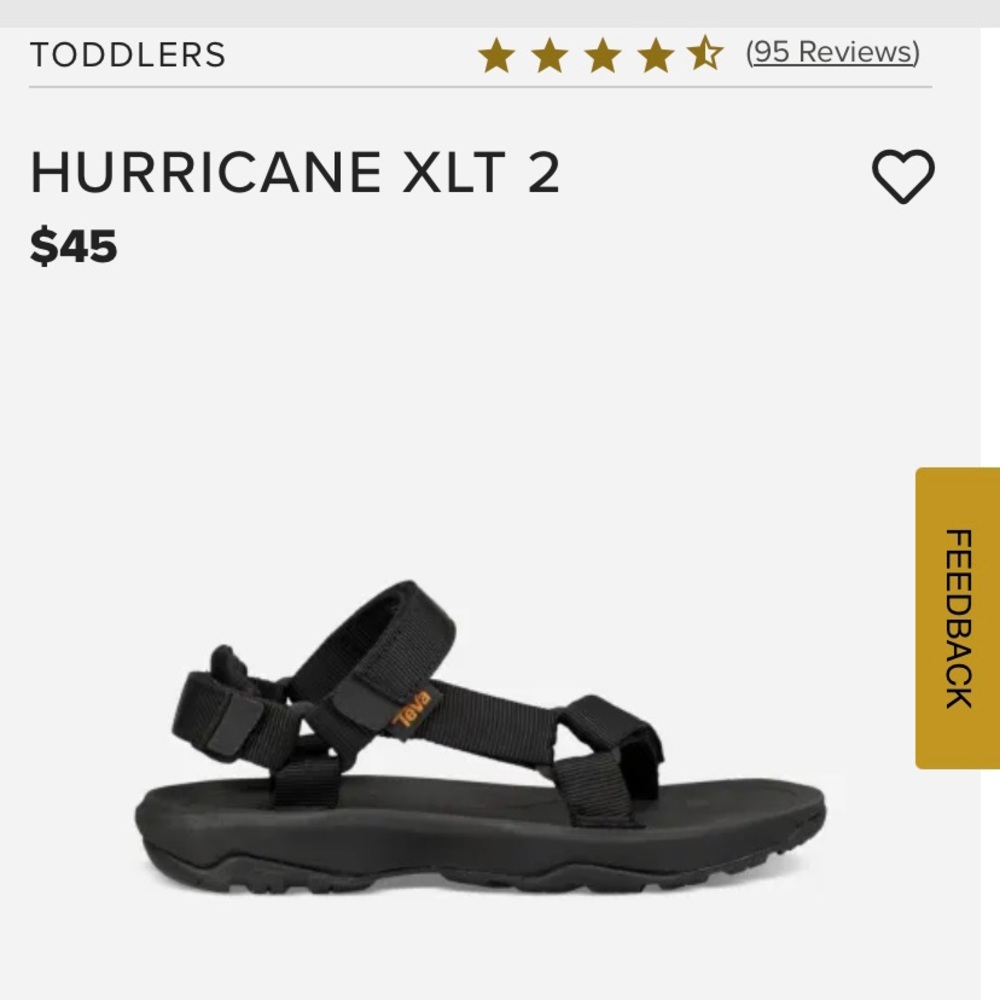 Toddler Teva Hurricane XLT 2 Sandals in Black size 9